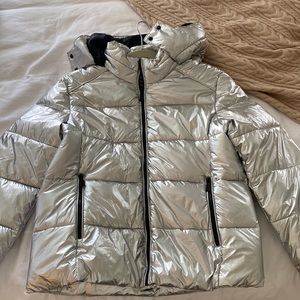 Marc New York performance super puff jacket with hood in metallic silver
